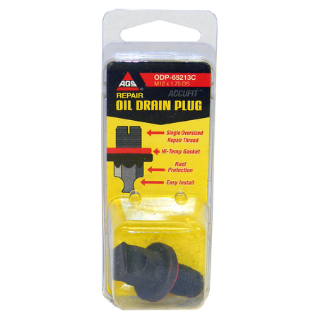 AGS Accufit Oil Drain Repair Plug M14x1.5 Oversize, 1 per Card ODP-65213C